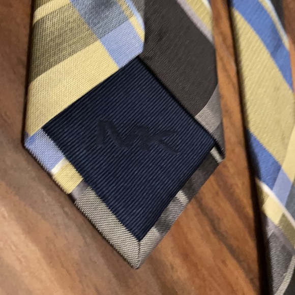 Michael Kors MK TIE 100% Silk plaid blue green suit work formal - Picture 5 of 6